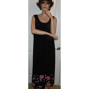 Ladies sz 1X rayon BOP maxi dress floral border